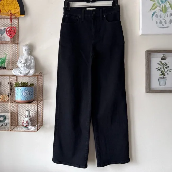 Madewell The Perfect Vintage Wide-Leg Jean Black Rinse Wash Super Stretch Sz 27 - Picture 2 of 13
